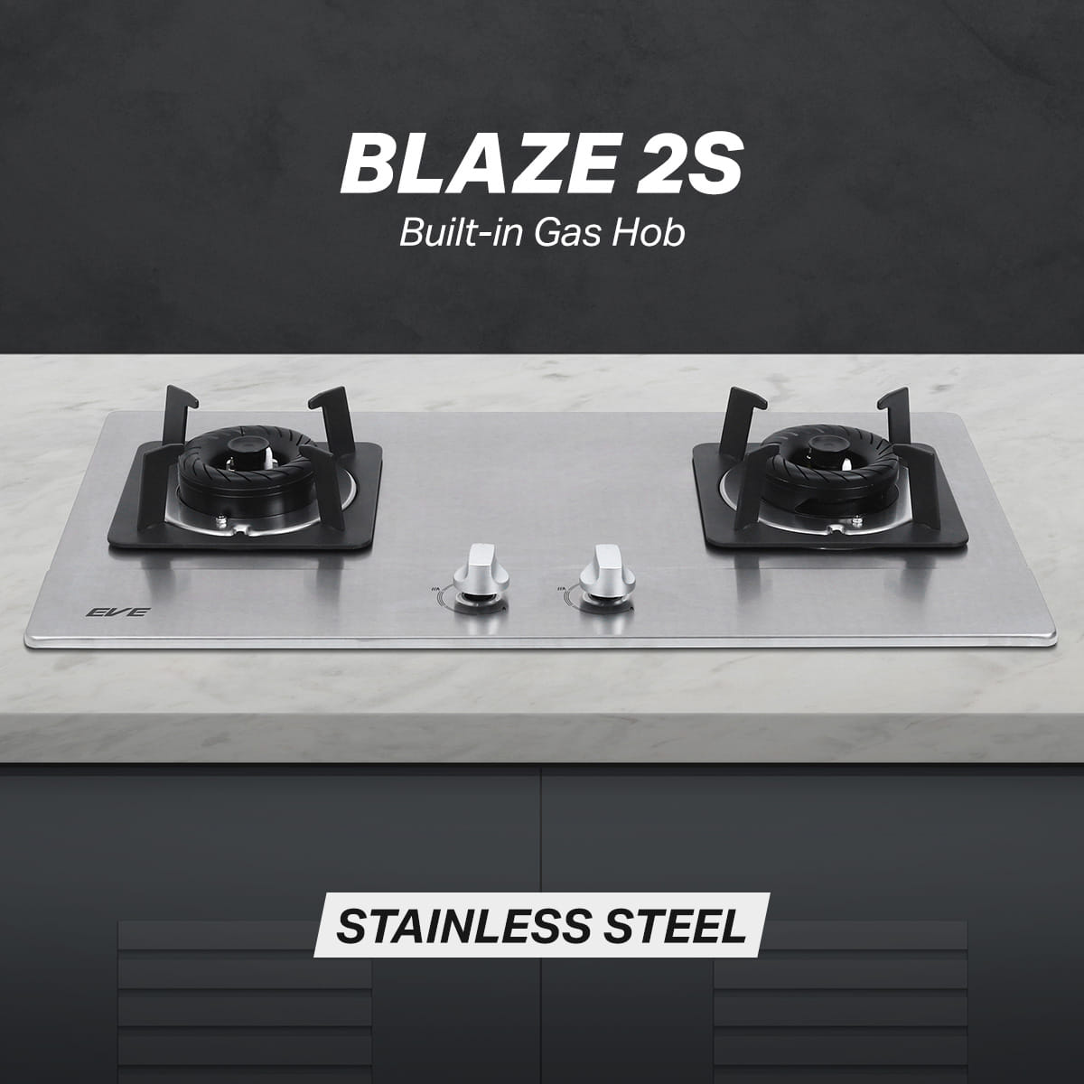 เตาแก๊สสแตนเลสแบบฝัง 2 หัว EVE BLAZE 2S ขนาด 72 ซม. สีเงิน_6